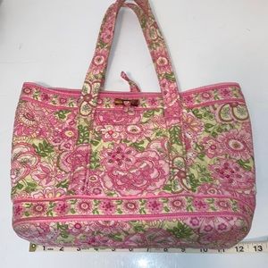 Vera Bradley tote in pinks and greens. Excellent condition, no signs of wear.
